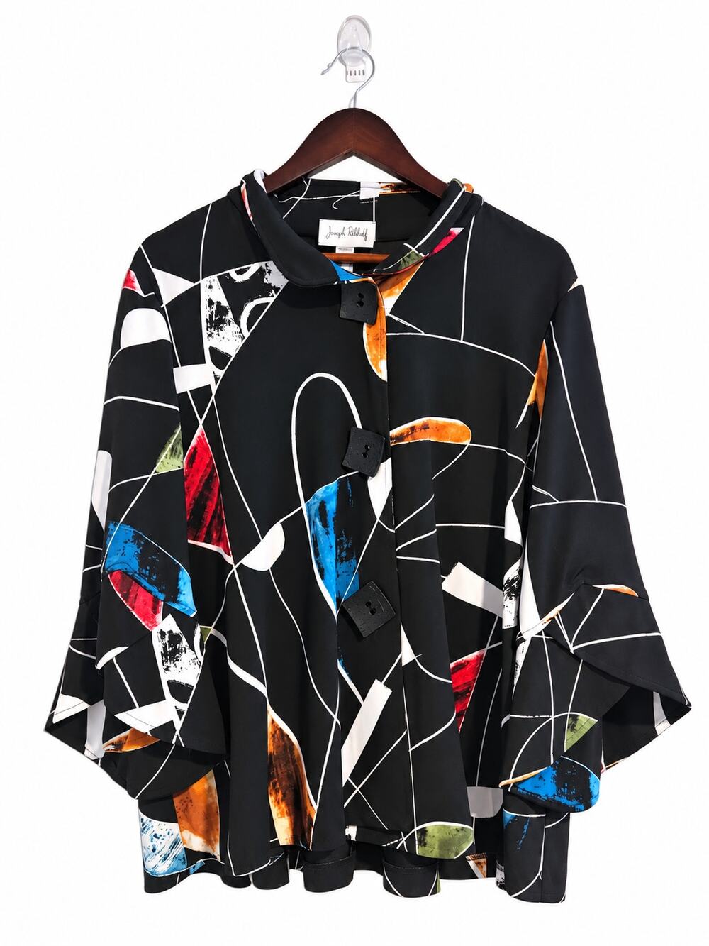 Joseph Ribkoff Jacket Womens 18 Black Multicolor Abstract